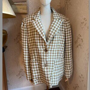 Vintage Elisabeth Williams White Gold Tan Tweed Jacket